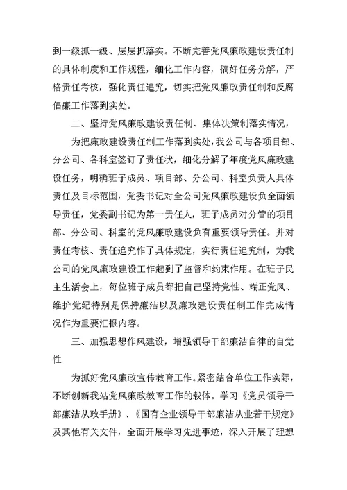 公司党风和反腐倡廉工作自查报告
