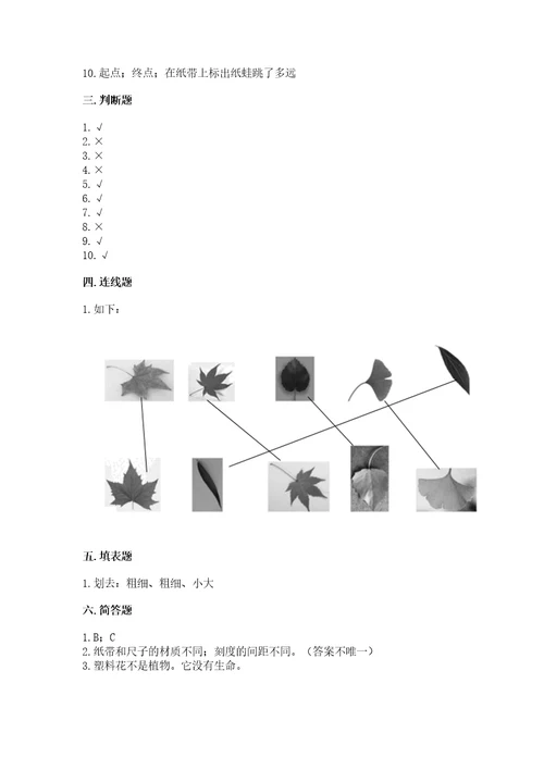 教科版小学一年级上册科学期末测试卷精品（基础题）