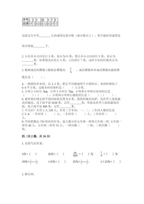 实用小学数学青岛版六年级下册期末测试卷带答案（实用）.docx