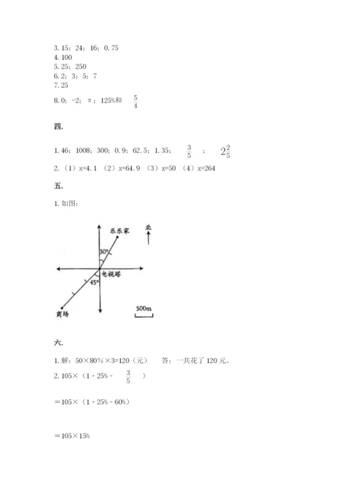 人教版六年级数学小升初试卷及完整答案.docx