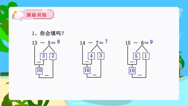 第二单元：20以内的退位减法单元复习课件(共27张PPT)人教版一年级数学下册