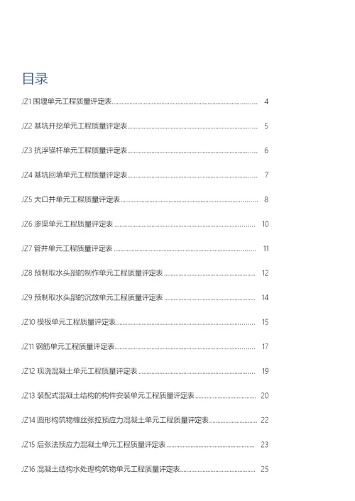 给水排水构筑物工程施工与验收规范质量评定表