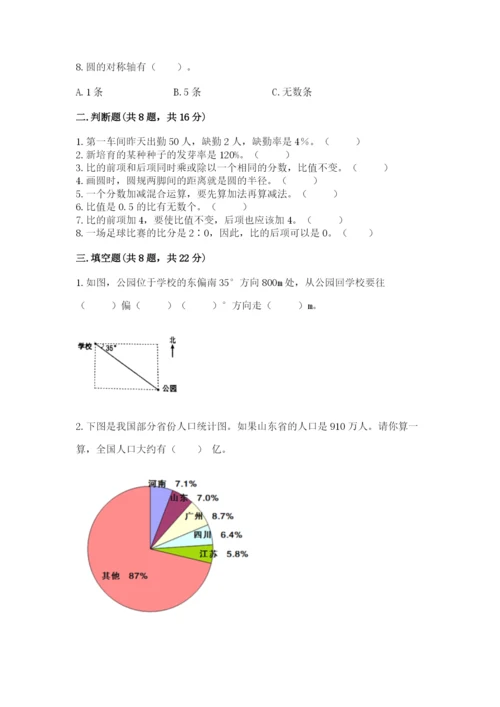 2022人教版六年级上册数学期末考试卷及完整答案（典优）.docx