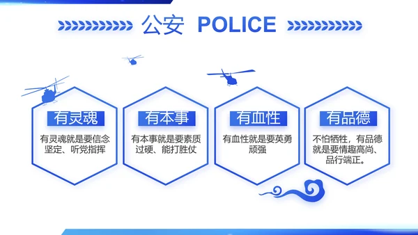 蓝色简约智慧公安科技强警PPT