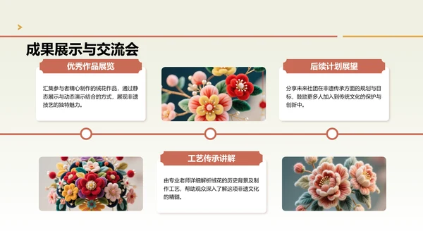 绿色中国风社团非遗绒花活动策划PPT模版