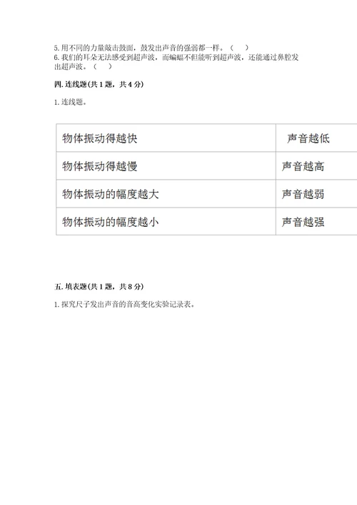 教科版小学四年级上册科学期末测试卷附精品答案