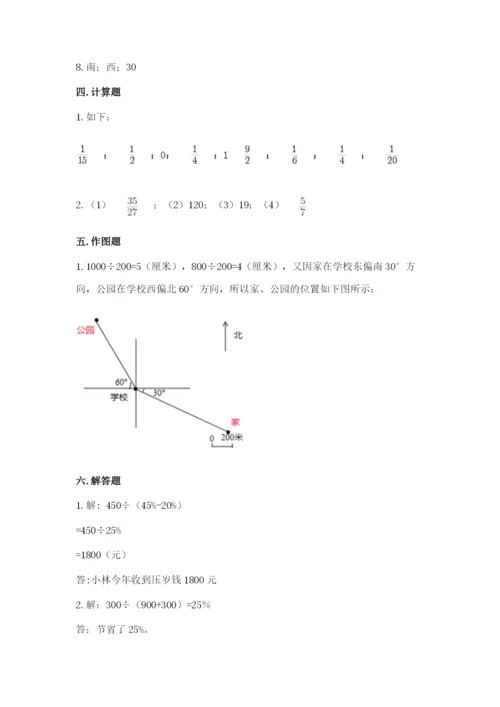 人教版六年级上册数学期末测试卷（原创题）.docx