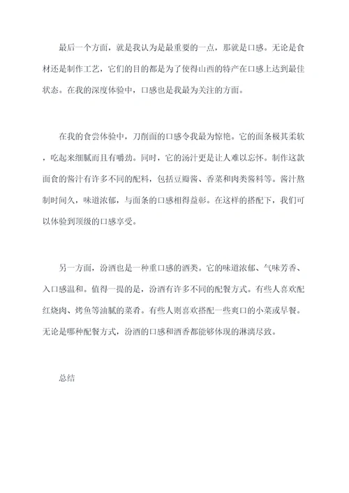 山西特产心得体会