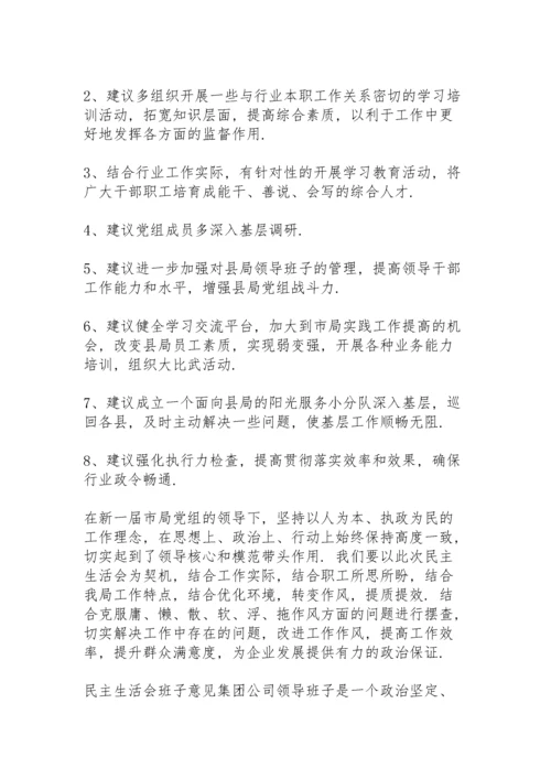 民主生活会班子意见.docx