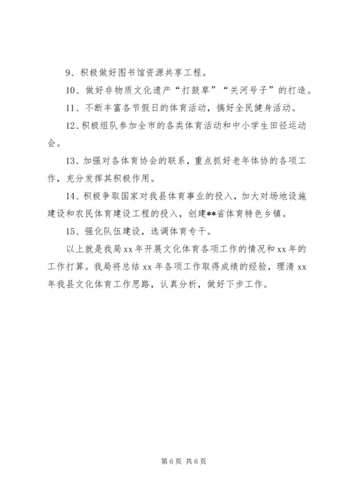 年文化体育工作总结与工作计划.docx