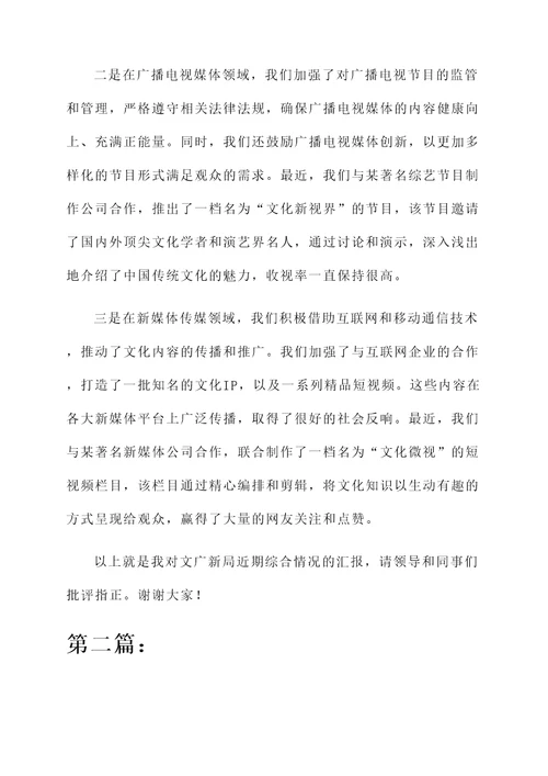 文广新局综合情况汇报