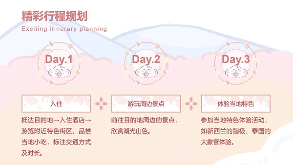 眠眠兔粉色可爱风旅游攻略