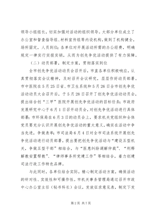 市直机关创先争优活动检查情况汇报.docx