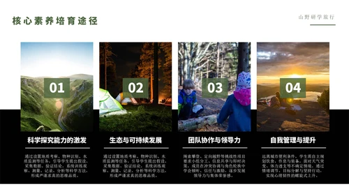 绿色简约风山野研学旅行PPT模版