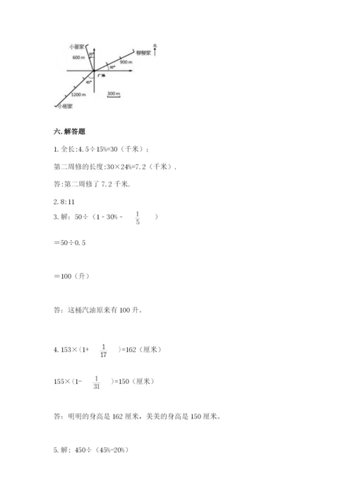 人教版六年级上册数学期末测试卷附答案（名师推荐）.docx