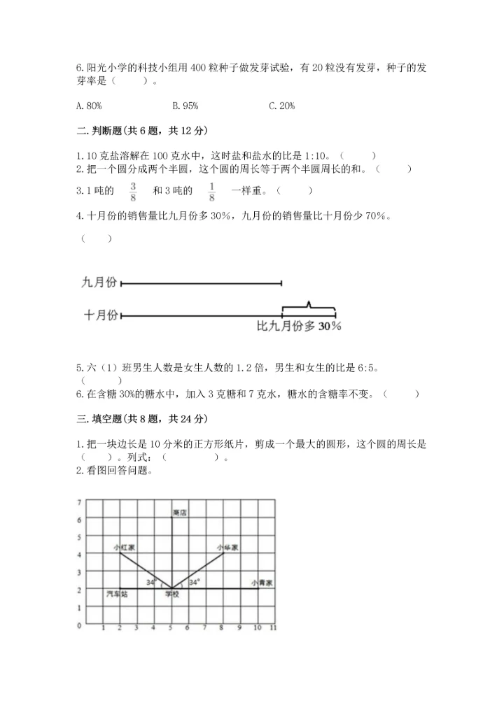 人教版六年级上册数学期末检测卷及完整答案（夺冠）.docx