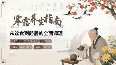 棕色中国风寒露养生模板