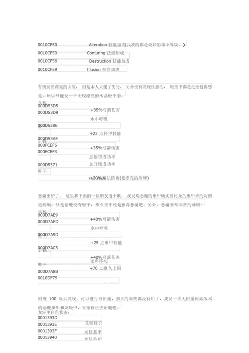 上古卷轴5 全套极品装备外加附魔极品武器代码.docx