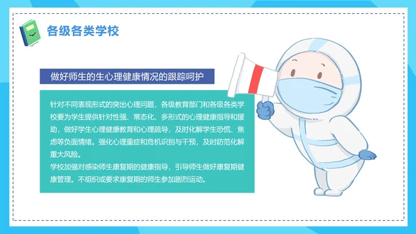 蓝色卡通手绘新学期校园防控指南PPT模板