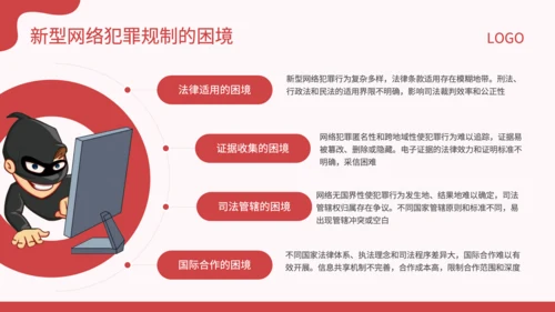 红色插画风新型网络犯罪的规制与司法适用研究论文答辩PPT