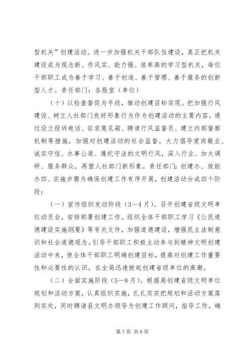 人社局创建省级精神文明单位实施方案.docx