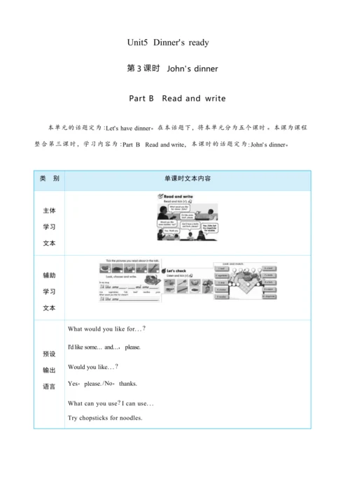Unit 5 Dinner's ready Part B   Read  and  write 大单