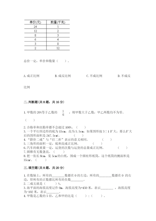 冀教版小学六年级下册数学期末综合素养测试卷精品【达标题】.docx