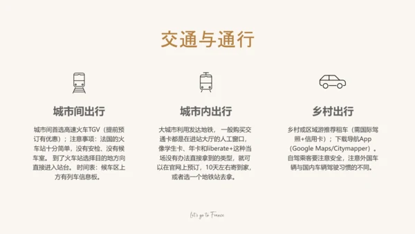 黑灰色简约风法国旅游攻略PPT