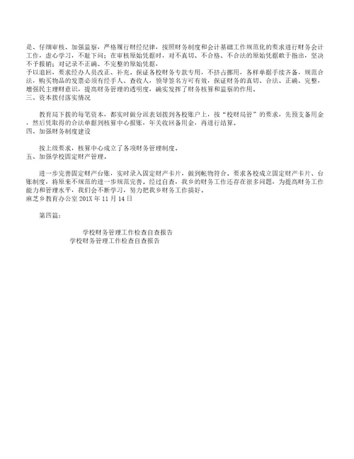 学校财务管理自查报告计划版