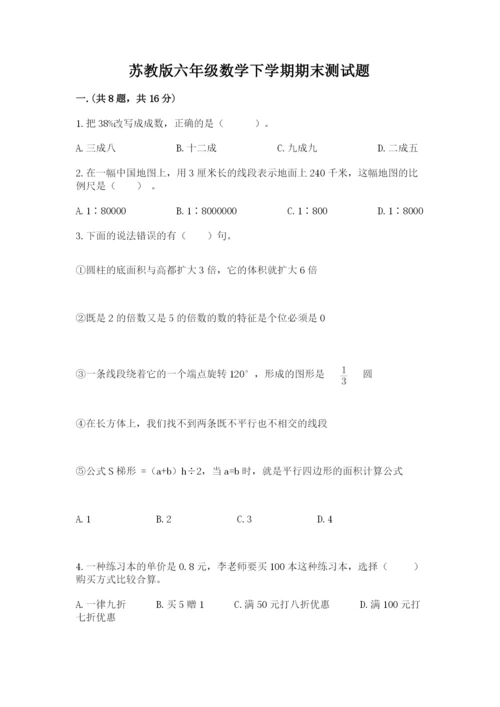 苏教版六年级数学下学期期末测试题（名师系列）.docx