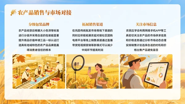 黄色插画风秋分农事农业培训PPT模板