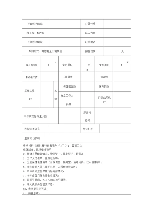 卫生保健合格证申请表