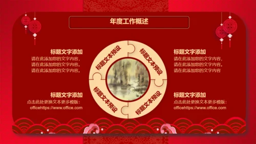 红色喜庆的年终工作总结新年计划通用PPT模板