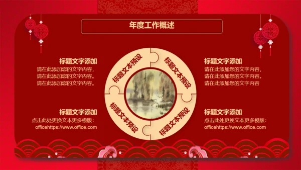 红色喜庆的年终工作总结新年计划通用PPT模板