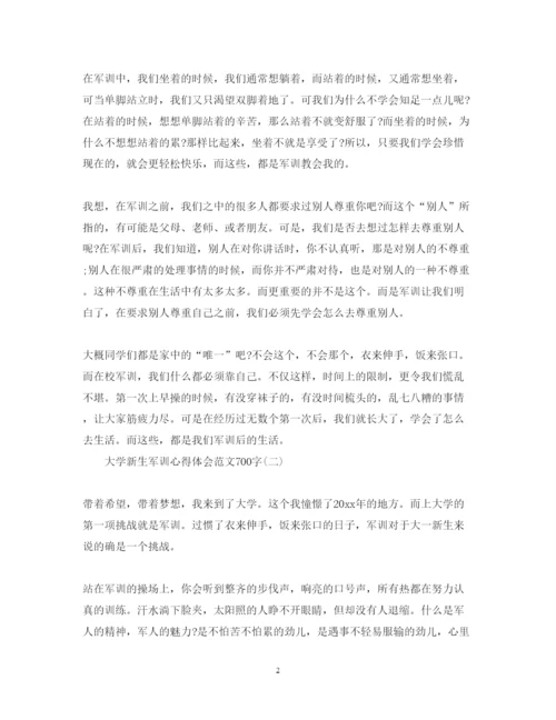 精编大学新生军训心得体会范文700字.docx