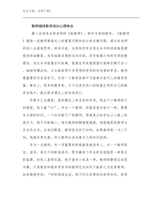 教师继续教育培训心得体会例文14篇汇编.docx