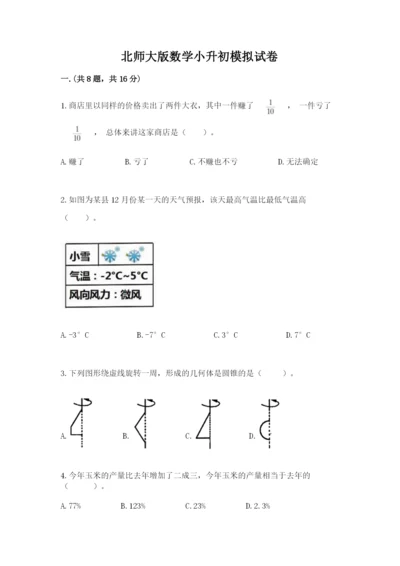 北师大版数学小升初模拟试卷精品【考试直接用】.docx