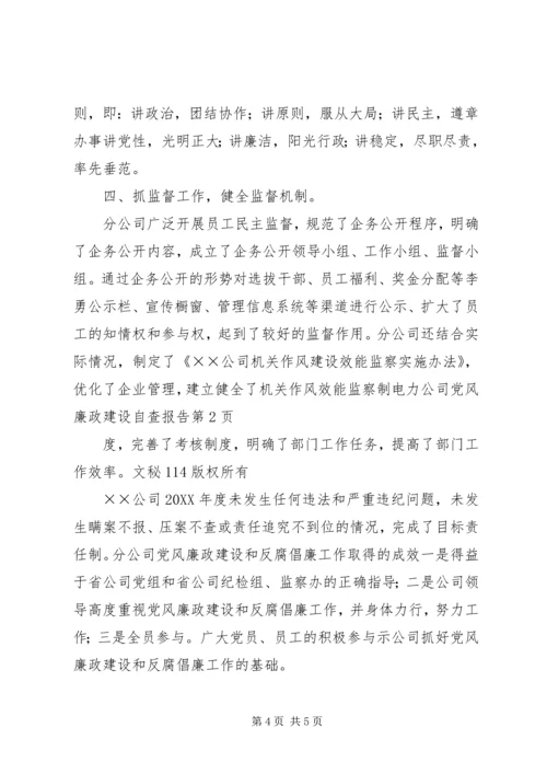 电力公司党风廉政建设自查报告 (2).docx