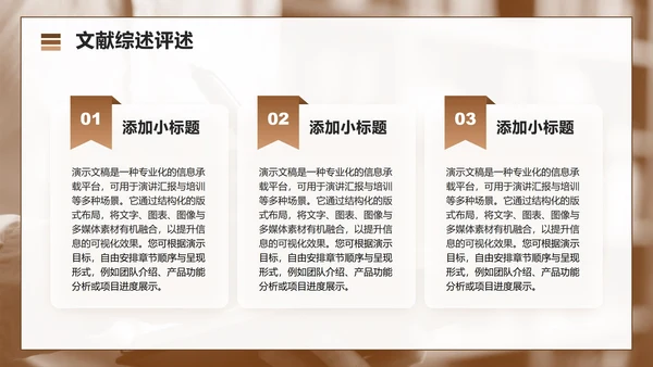 棕色几何简约风文献汇报工作总结汇报PPT模板