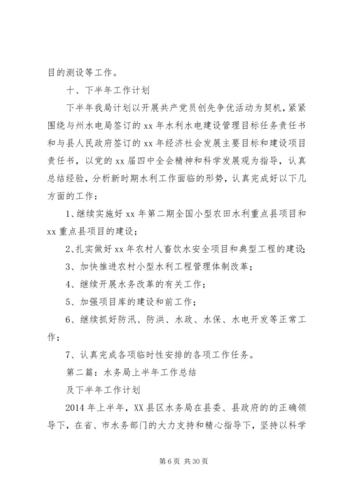 水务局XX年上半年工作总结及下半年工作计划.docx