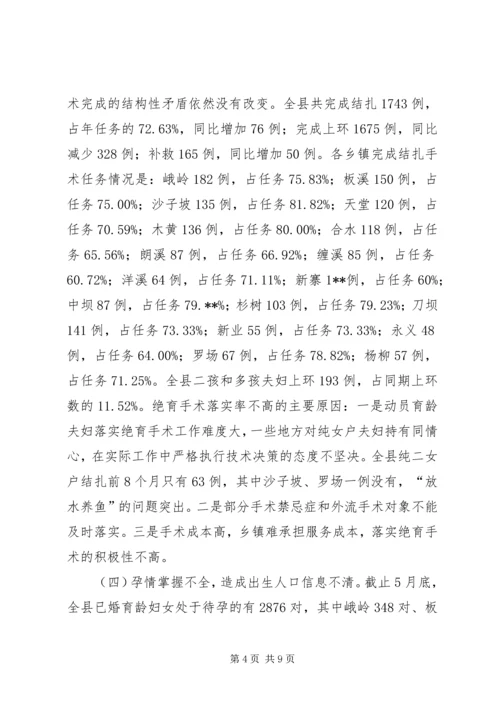 副县长在全县人口计生工作形势分析调度会上的讲话.docx