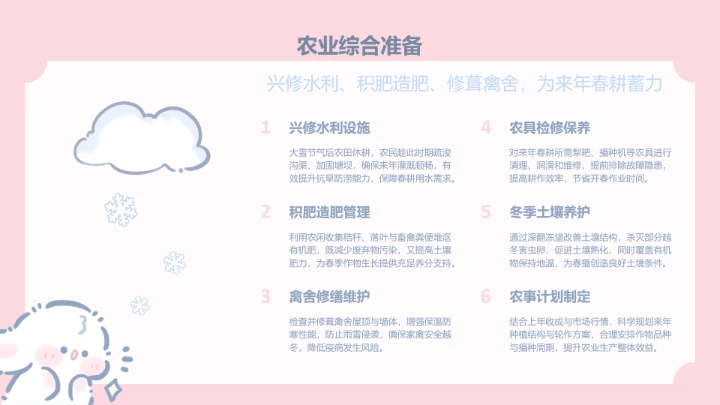 大雪节气小清新眠眠兔PPT主题