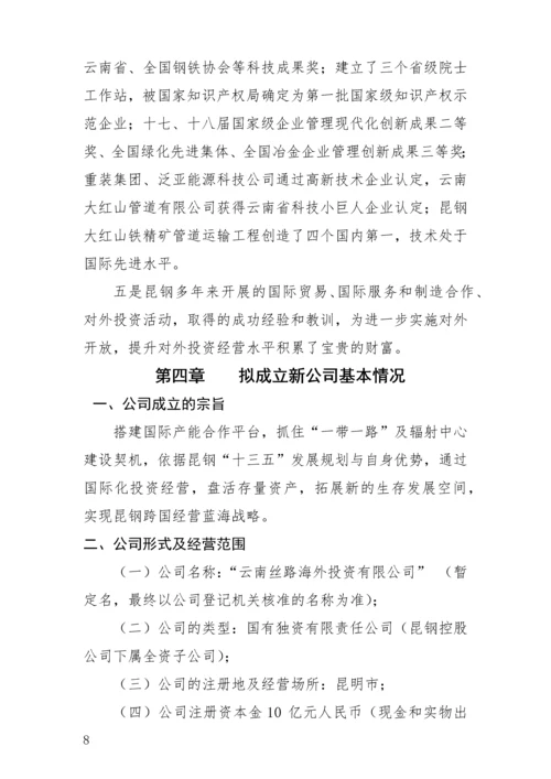 组建云南丝路国际投资有限公司商业计划书.docx