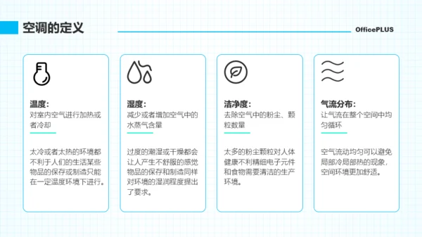 青蓝色简约教育教学空调课程PPT模板