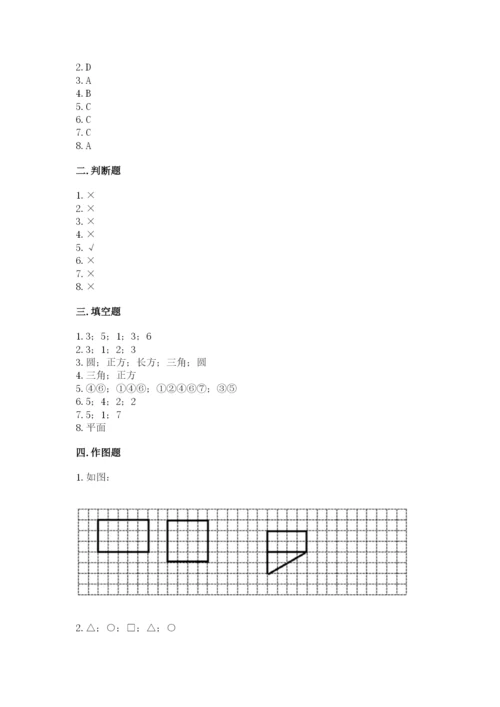 人教版一年级下册数学第一单元 认识图形（二）测试卷精品带答案.docx