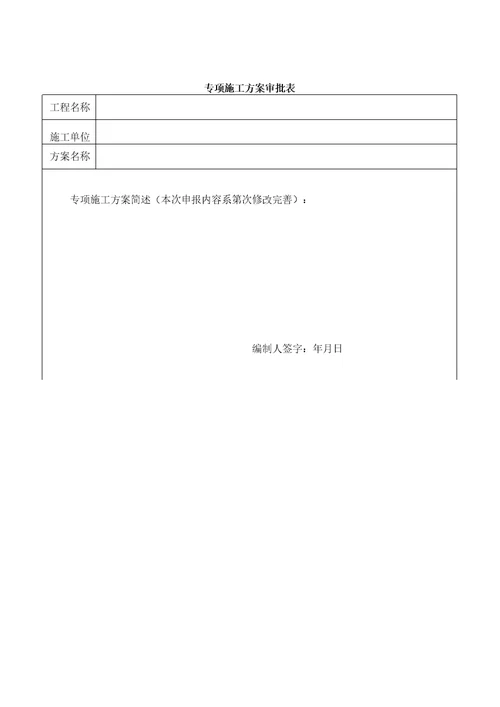 危险性较大的分部分项工程专项施工方案审批表