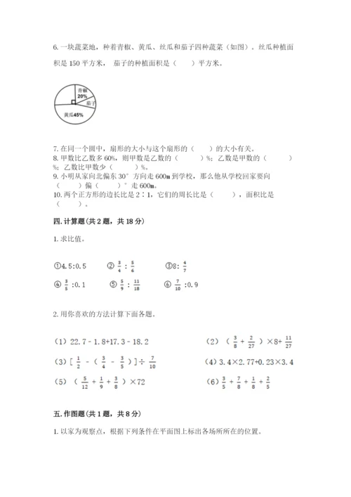 2022人教版六年级上册数学期末测试卷含完整答案（必刷）.docx