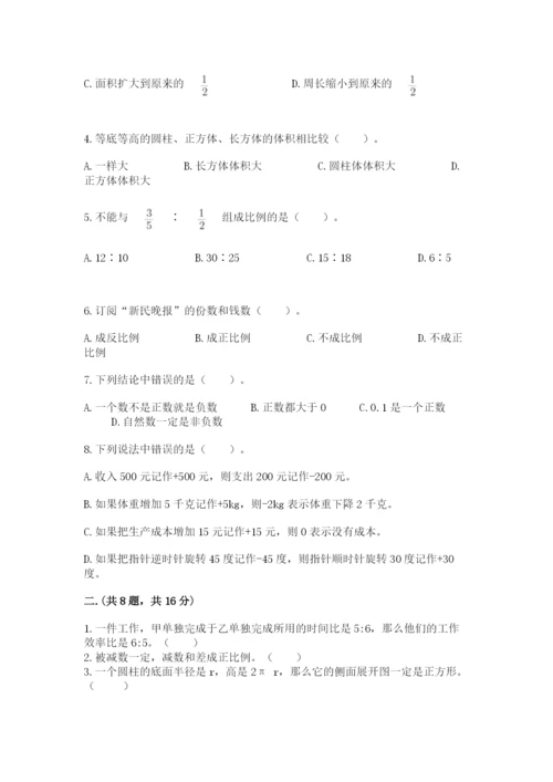 人教版六年级数学下学期期末测试题精品【预热题】.docx