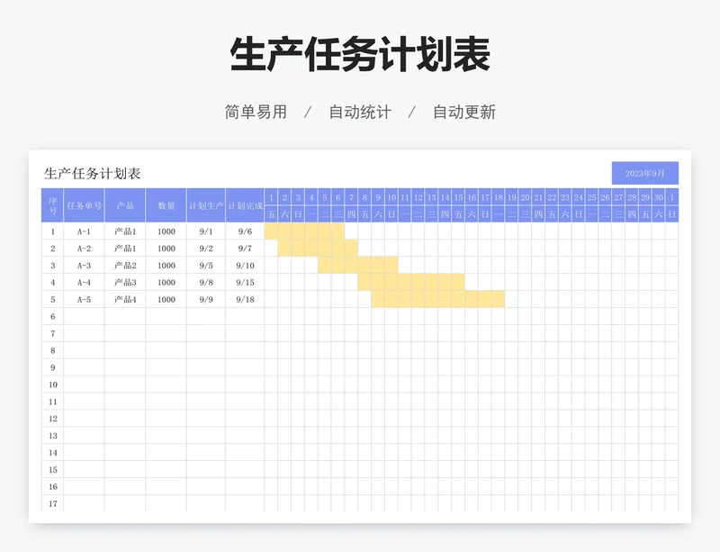 生产任务计划表