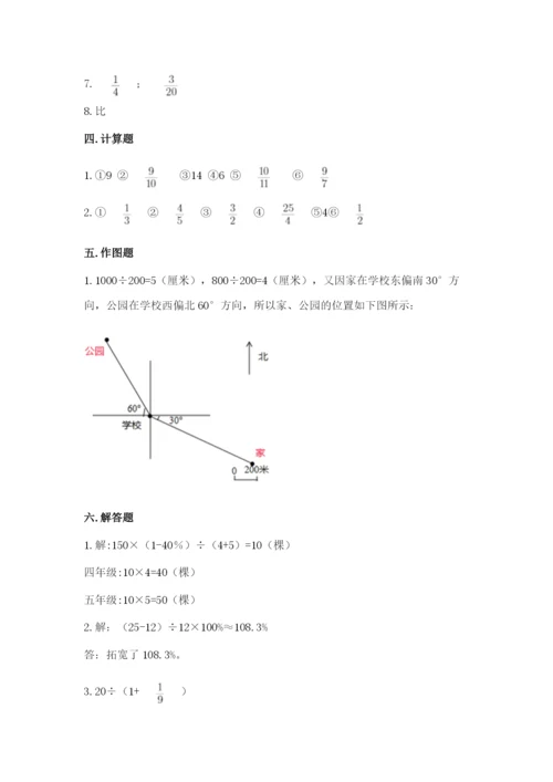 人教版小学六年级上册数学期末测试卷含解析答案.docx